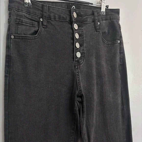 Insane Gene LA Women High Rise Flare Jeans sz 9/28 Black Raw Hem Boho Festival - Picture 3 of 9